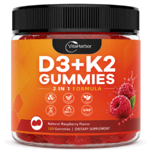 Vitamin D3 K2 Gummies, Vegan, Sugar Free, Non-GMO, Gluten-Free,120 Cts (Raspberry Flavor)